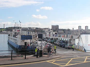Passengers and cars boarding the Torpoint Ferry