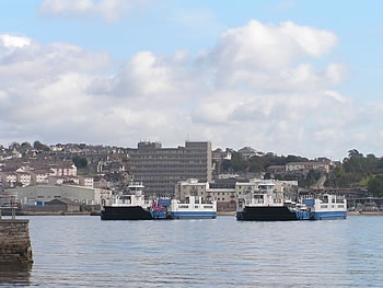 Two ferries in action